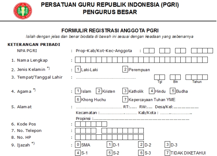 Pendaftaran PGRI Kota Cilegon - Persatuan Guru Republik Indonesia Cabang Kota Cilegon